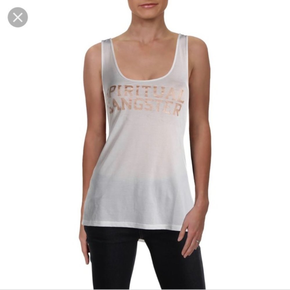 Spiritual Gangster white varsity tank to